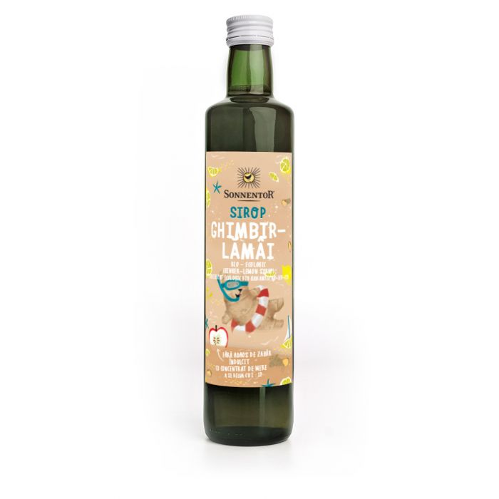 Sirop bio cu ghimbir si lamaie, fara zahar adaugat, 500 ml, Sonnentor