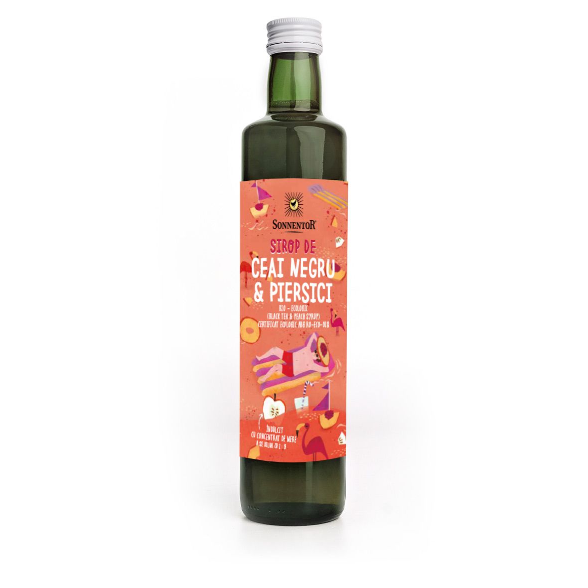 Sirop cu ceai negru si piersica, fara zahar adaugat, 500 ml, Sonnentor