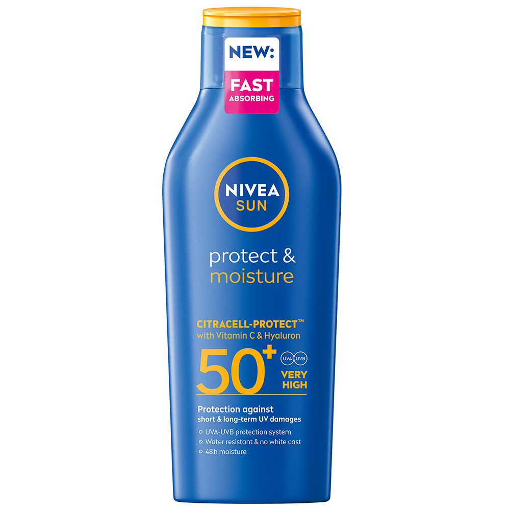 Lotiune hidratanta cu protectie solara SPF50+ Protect & Moisture, 400 ml, Nivea Sun