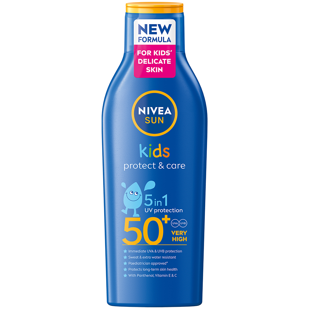 Lotiune pentru copii cu protectie solara SPF50+ Protect & Care Kids, 200 ml, Nivea Sun