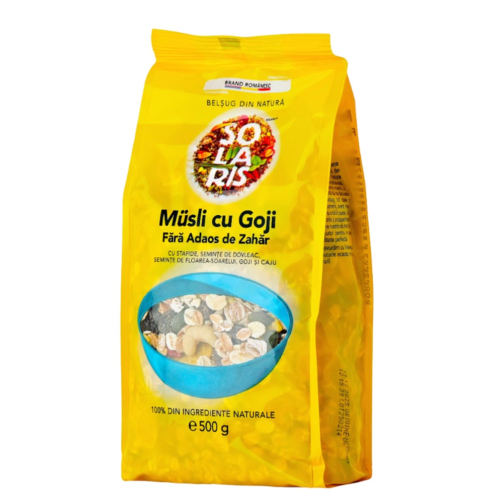 Musli cu goji fara zahar, 500 g, Solaris