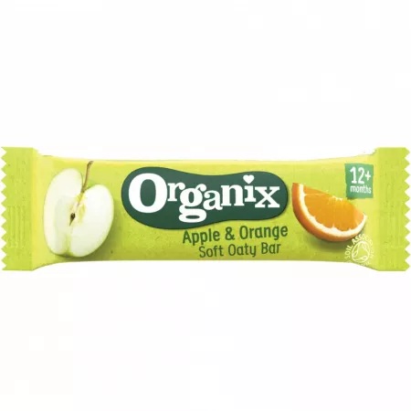 Baton Bio din ovaz integral cu mere si portocale, 23 g, Organix