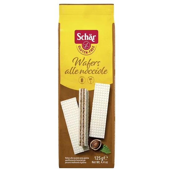 Napolitane fara gluten cu crema de alune Wafers alle nocciole, 125 g, Schar