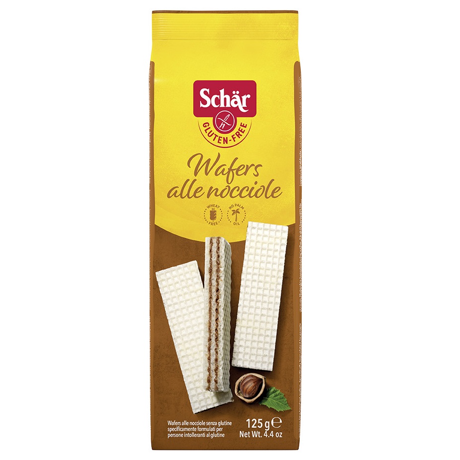 Napolitane fara gluten cu crema de alune Wafers alle nocciole, 125 g, Schar