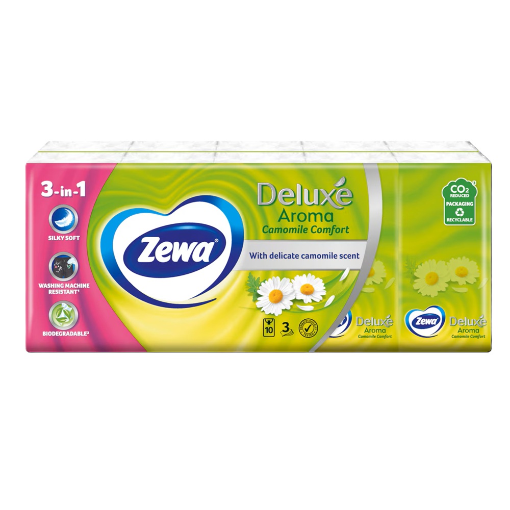 Batiste nazale cu aroma de musetel Deluxe, 10 bucati, Zewa