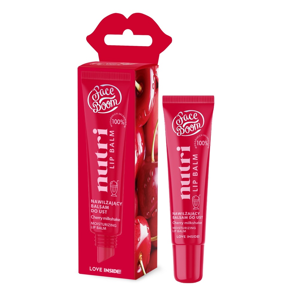 Balsam hidratant pentru buze Cherry Milkshake Faceboom Nutri Lip Balm, 10 g, Body Boom