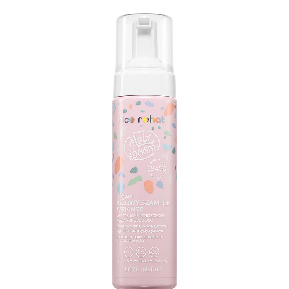 Sampon cu proteina din orez Hairboom Rice Rehab, 200 ml, Body Boom