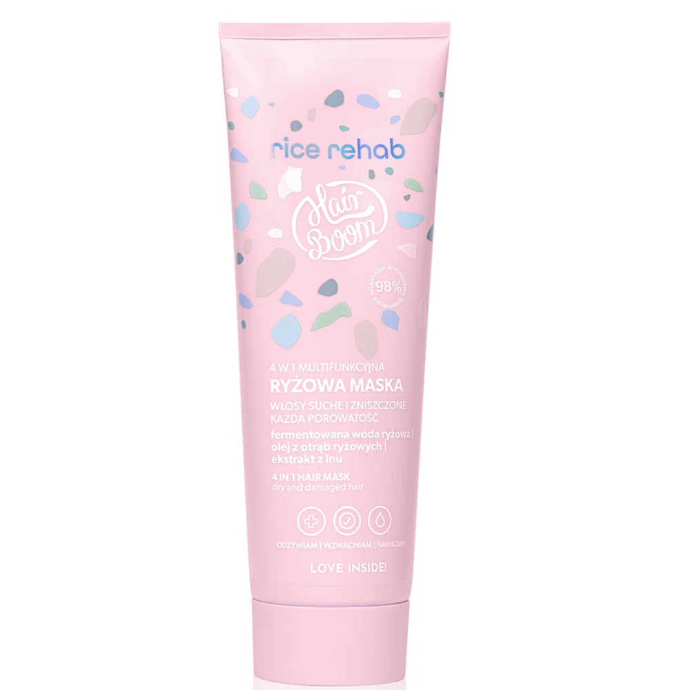 Masca de par cu proteina din orez Hairboom Rice Rehab, 200 ml, Body Boom