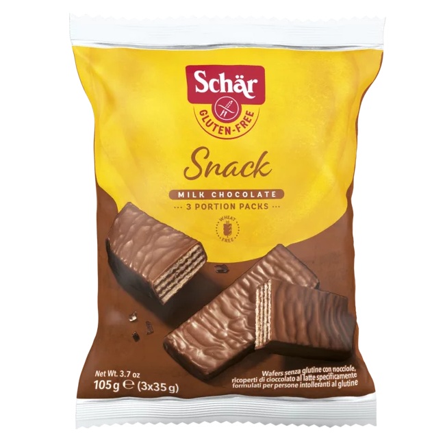 Napolitane fara gluten cu crema de alune si ciocolata Snack, 3 x 35 g, Schar