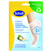 Sosete tip masca pentru picioare cu ulei de macadamia, uree si unt de shea Foot Mask Intensive Treatment, 1 pereche, Scholl