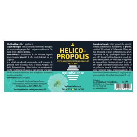 Helico-Propolis, 60 capsule, ApicolScience 704559