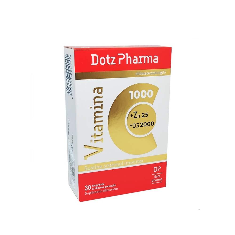 Vitamina C 1000 mg Zn 25 mg D3 2000 UI, 30 comprimate cu eliberare prelungita, Dotz Pharma