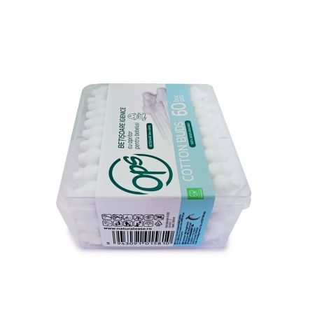 Betisoare igienice cu opritor pentru bebelusi, 60 bucati, Ops 710045