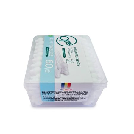 Betisoare igienice cu opritor pentru bebelusi, 60 bucati, Ops 710044