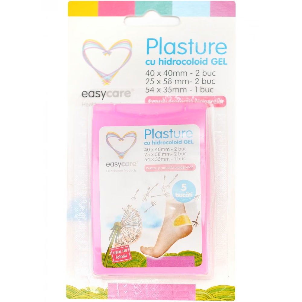 Plasturi pentru calcaie cu hidrocoloid gel, 5 bucati, EasyCare