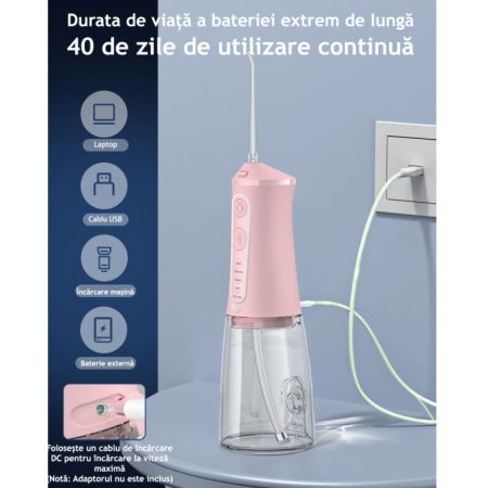 Irigator bucal cu lampa UV Roz F300, 1 bucata, JTF 654365