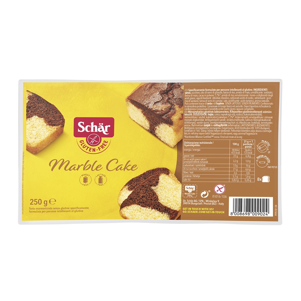 Chec cu vanilie si cacao Marble Cake, 250 g, Schar
