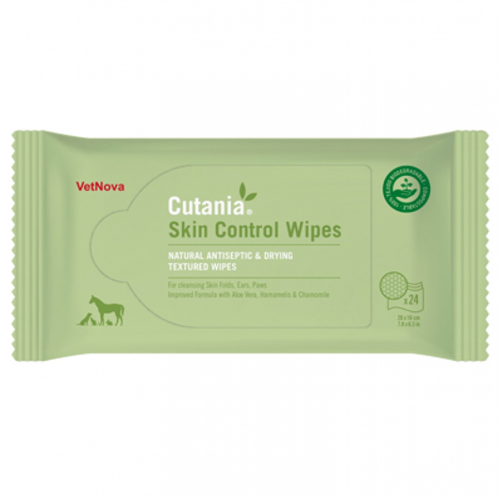Servetele igienice degresante pentru piele si blana Skin Control Wipes Cutania, 24 bucati, VetNova