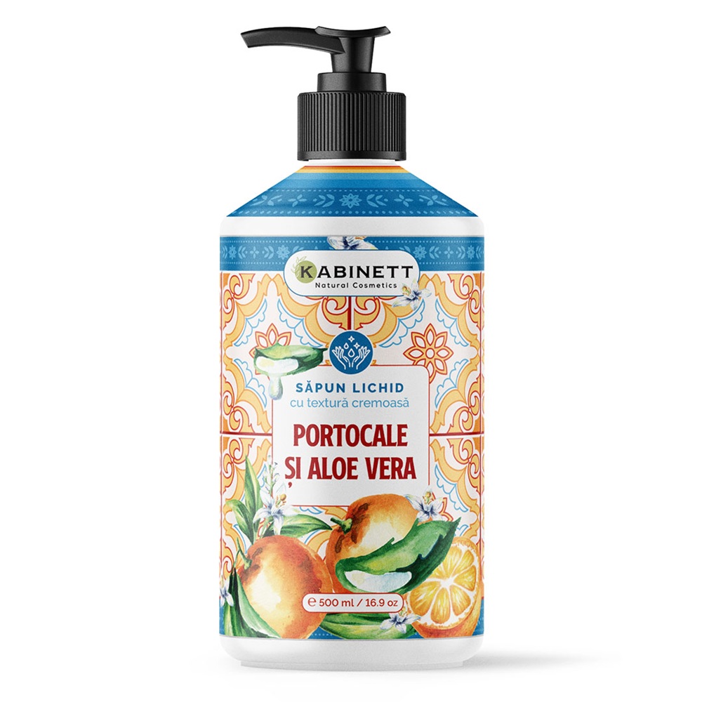 Sapun lichid cu Portocale si Aloe Vera, 500 ml, Kabinett Natural Cosmetics