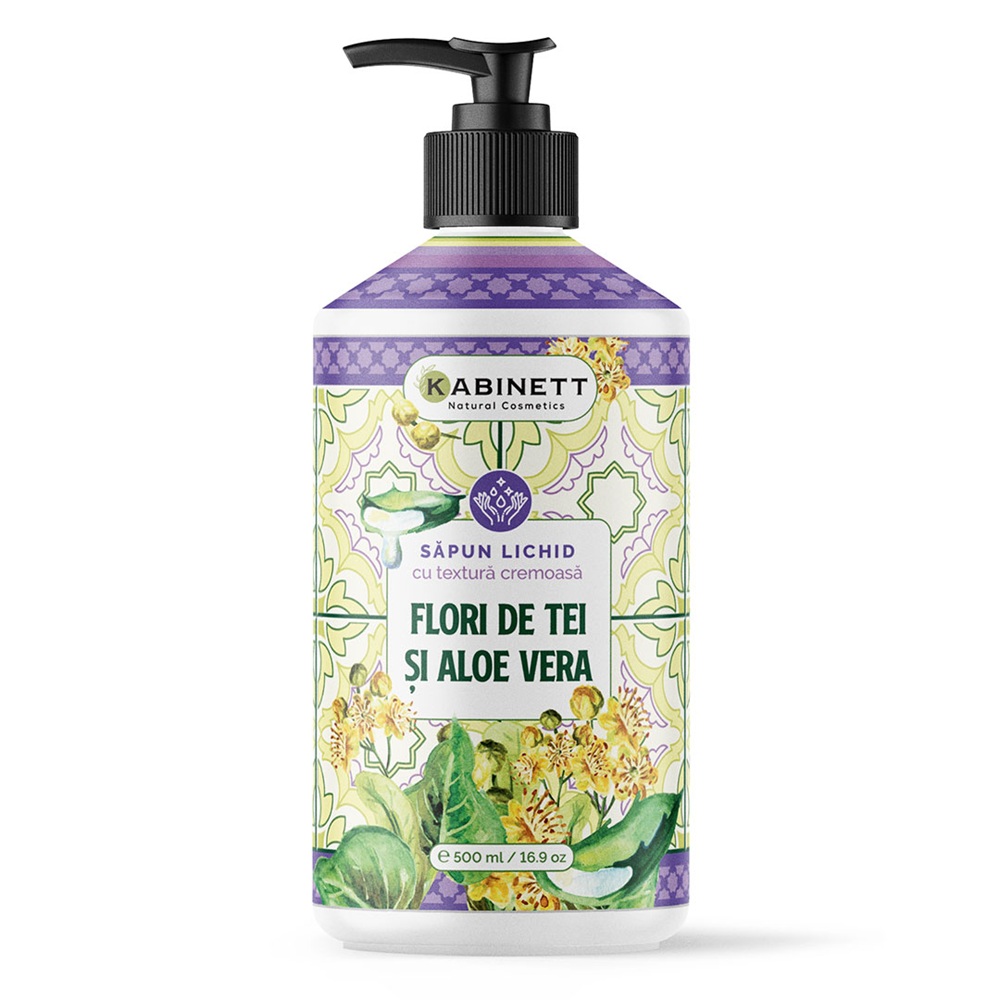Sapun lichid cu Flori de Tei si Aloe Vera, 500 ml, Kabinett Natural Cosmetics