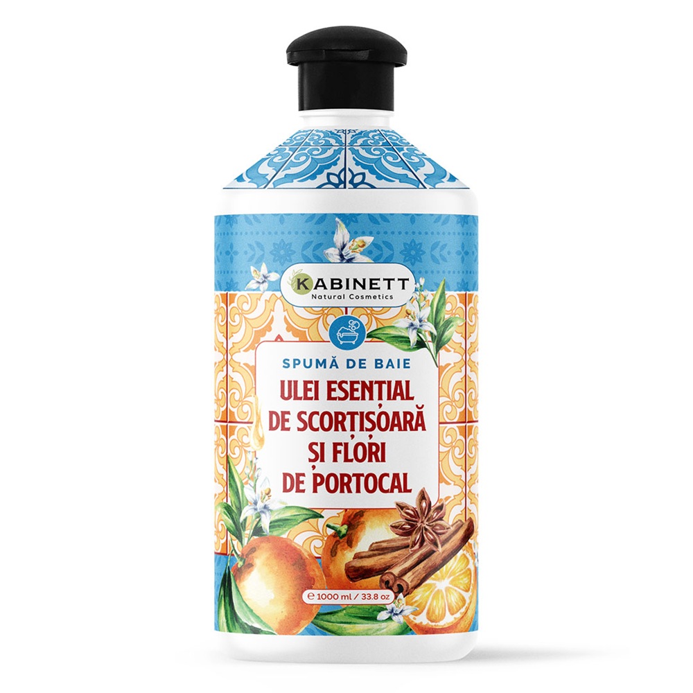 Spuma de baie cu Scortisoara si Flori de Portocal, 1000 ml, Kabinett Natural Cosmetics