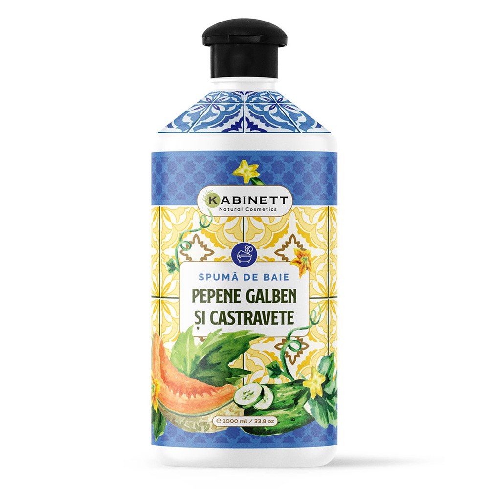 Spuma de baie cu Pepene Galben si Castravete, 1000 ml, Kabinett Natural Cosmetics