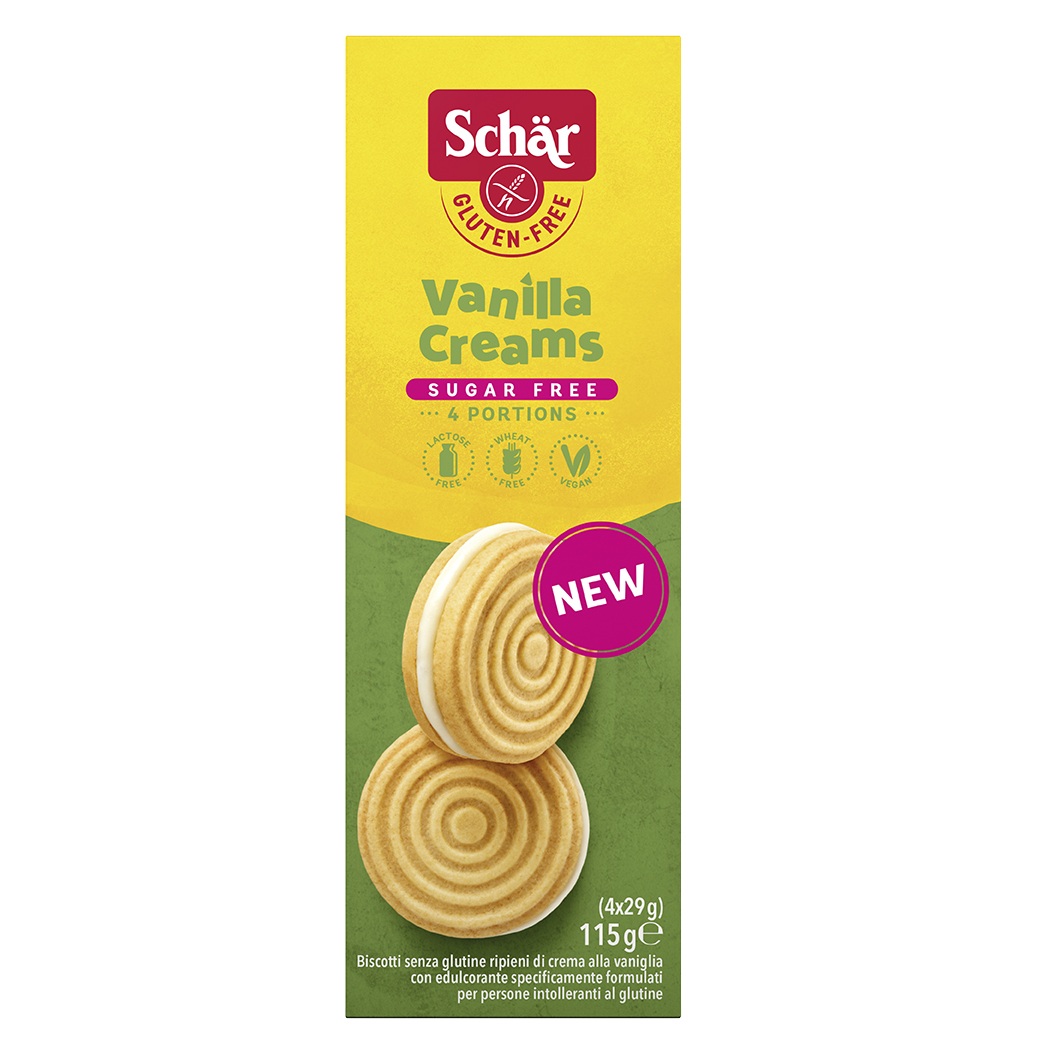 Biscuiti cu crema de vanilie Vanilla Creams, 115 g, Schar