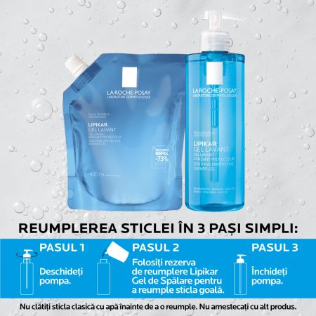 Refill Gel de dus calmant si protector pentru piele sensibila Lipikar, 400 ml, La Roche-Posay 654646