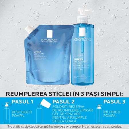 Rezerva de reumplere gel de spalare Lipikar, 400 ml, La Roche-Posay 750780