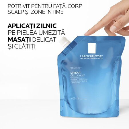 Rezerva de reumplere gel de spalare Lipikar, 400 ml, La Roche-Posay 750781
