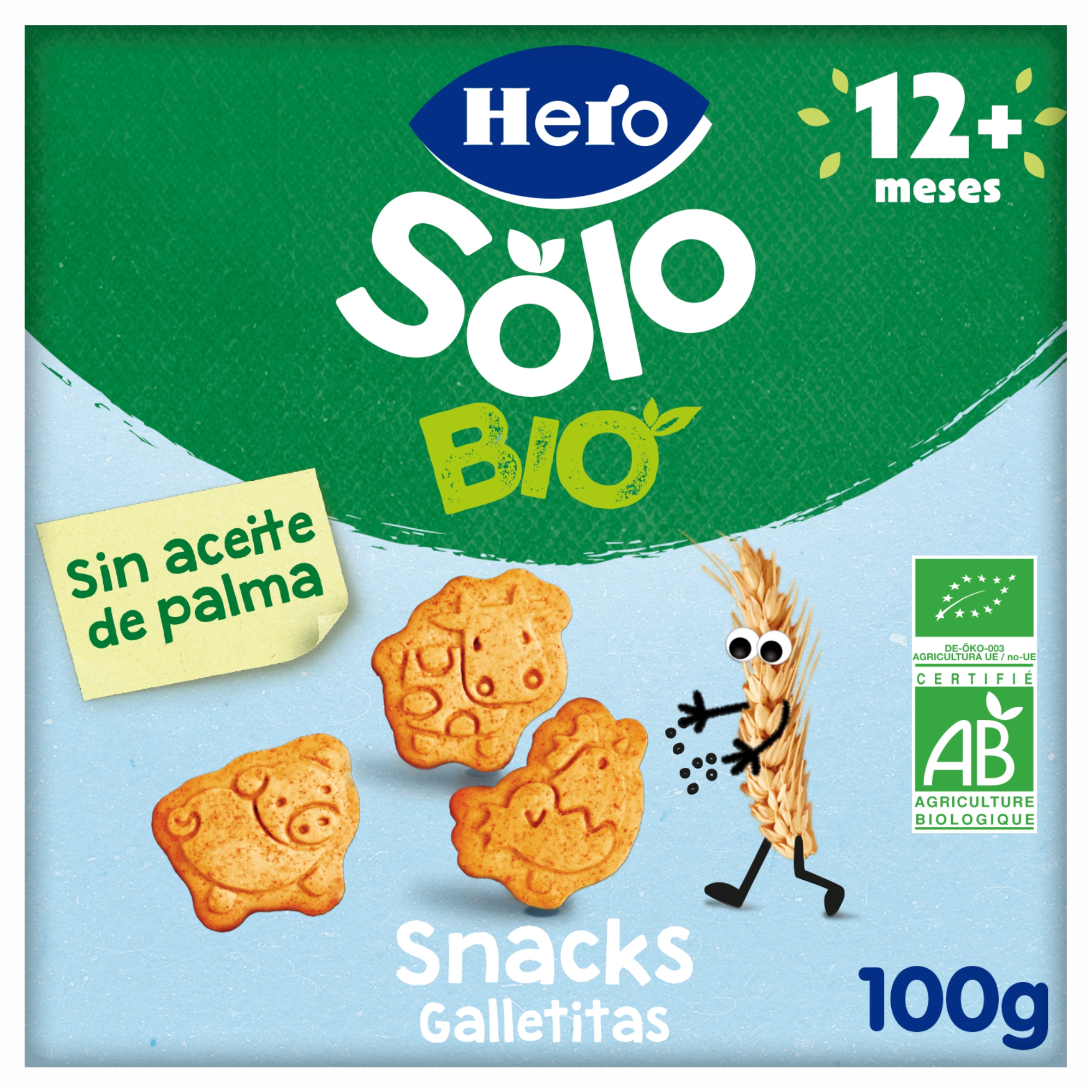 Biscuiti Bio in forma de animale, 12 luni+, 100 g, Hero Baby
