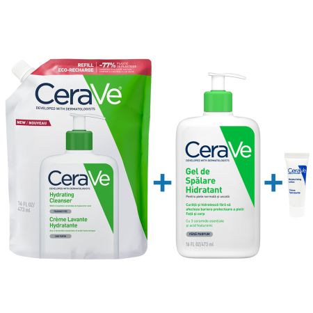 Pachet Gel de spalare hidratant, 473 ml + Refill Gel de spalare hidratant, 473 ml, CeraVe 654670