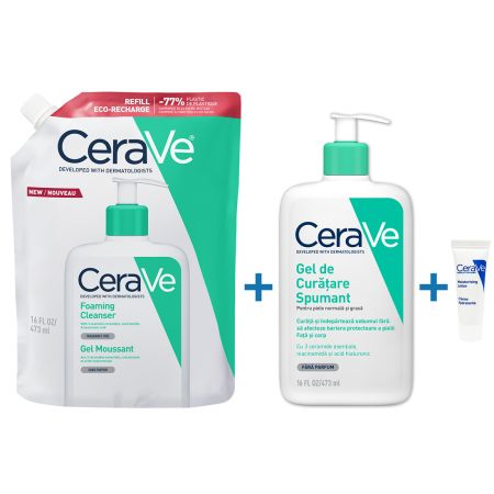Pachet Gel spumant de curatare, 473 ml + Refill Gel spumant de curatare, 473 ml, CeraVe 654672