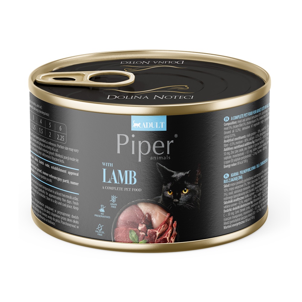 Hrana umeda cu carne de miel pentru pisici adulte, 185 g, Piper