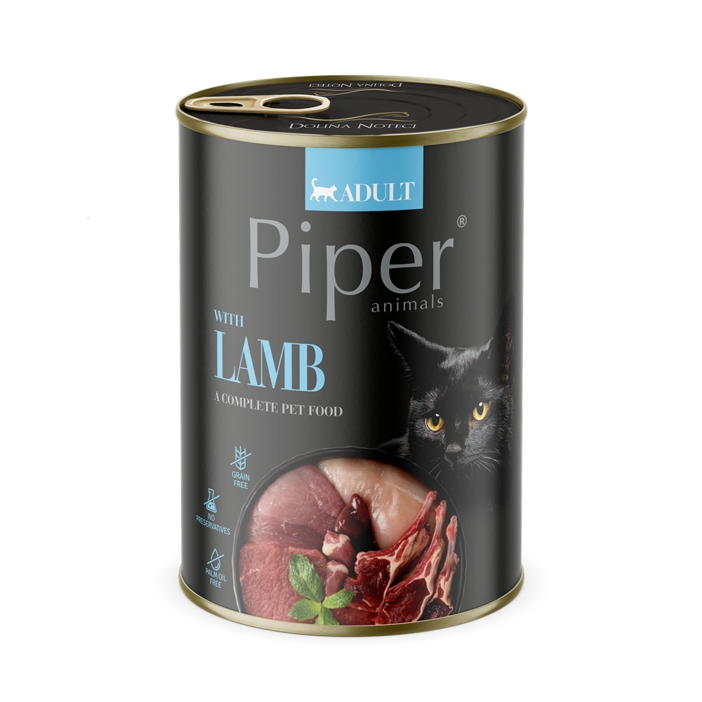 Hrana umeda cu carne de miel pentru pisici adulte, 400 g, Piper