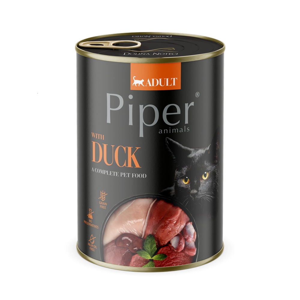 Hrana umeda cu carne de rata pentru pisici adulte, 400 g, Piper