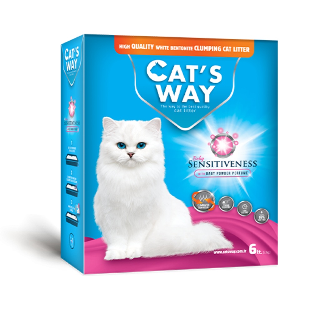 Nisip pentru pisici, bentonita cu aroma baby powder, 6 L, Cats Way