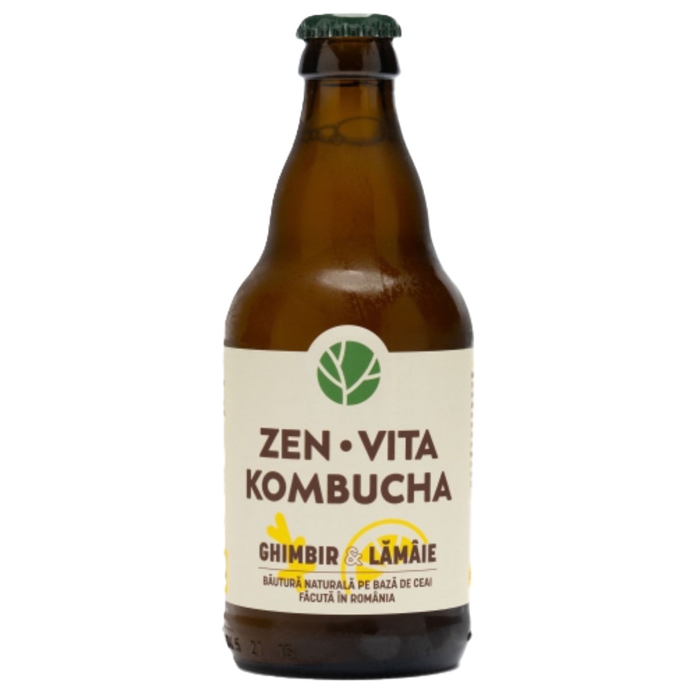 Kombucha cu ghimbir si lamaie, 330 ml, Zenvita