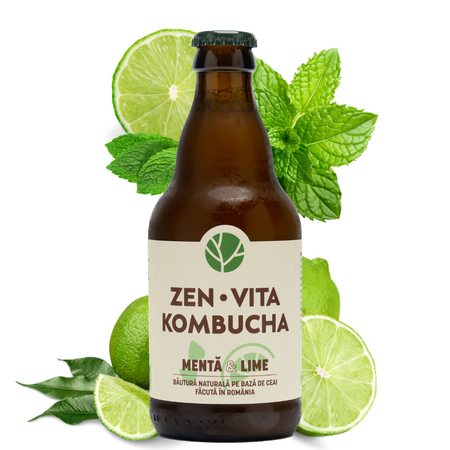 Kombucha cu menta si lime, 330 ml, Zenvita 655049