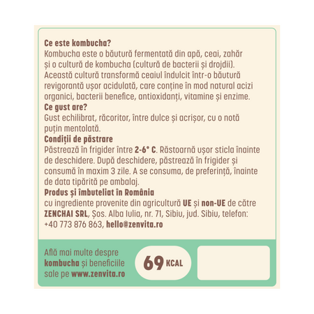 Kombucha cu menta si lime, 330 ml, Zenvita 655060