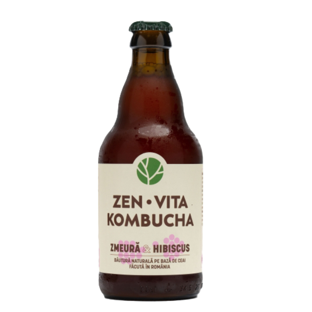 Kombucha cu zmeura si hibiscus, 330 ml, Zenvita
