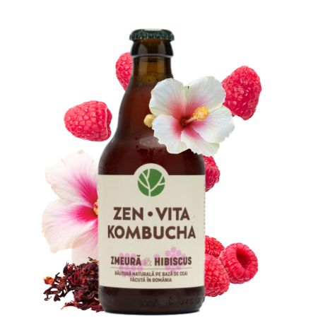 Kombucha cu zmeura si hibiscus, 330 ml, Zenvita 655055