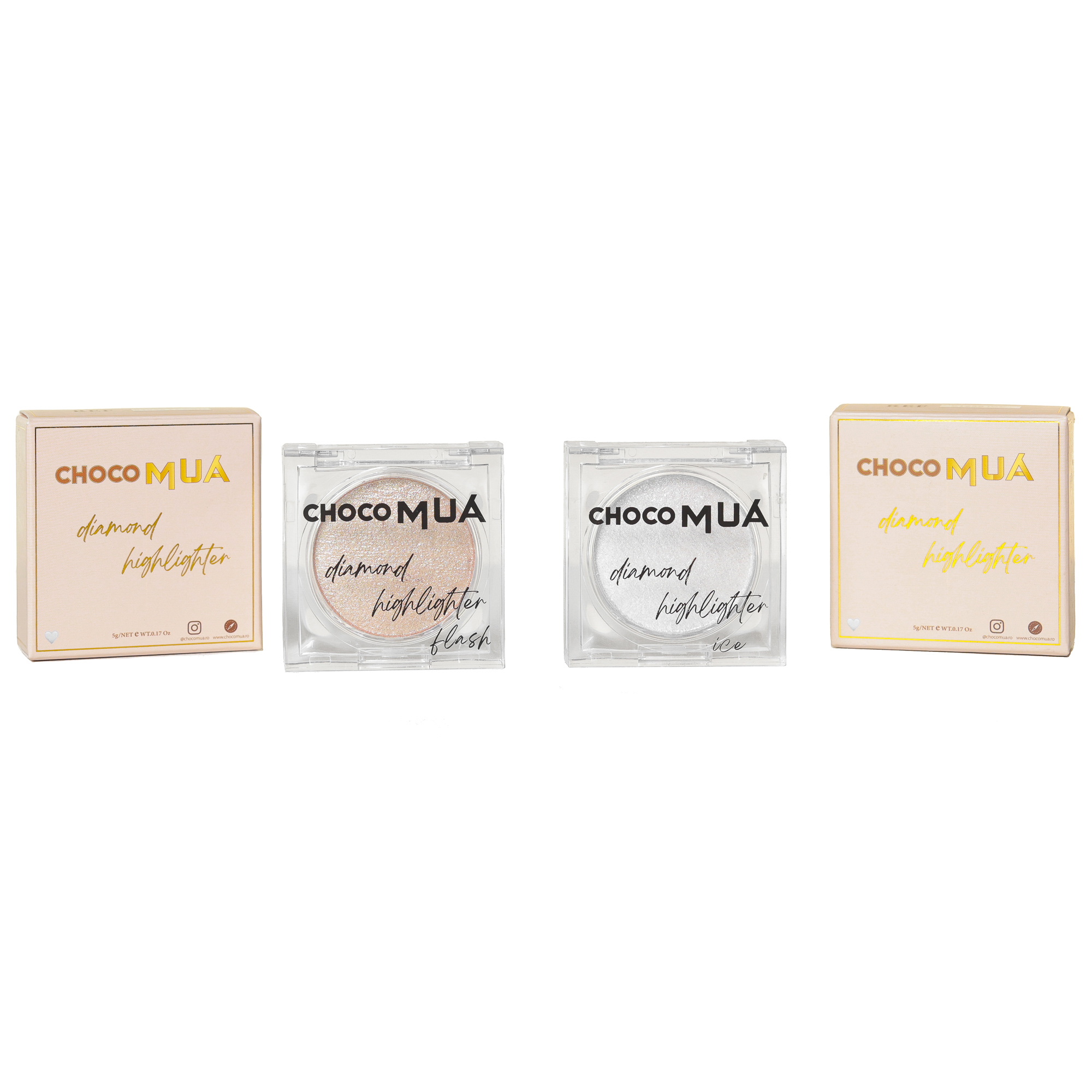 Set 2 iluminatoare Diamond Highlighter, 10 g, Choco Mua