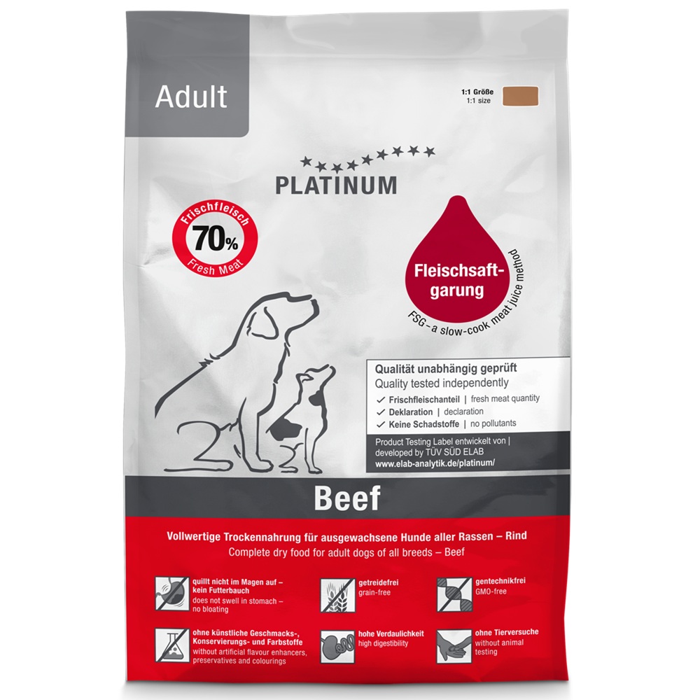 Hrana uscata cu vita pentru caini adulti Adult Dog, 1,5 kg, Platinum
