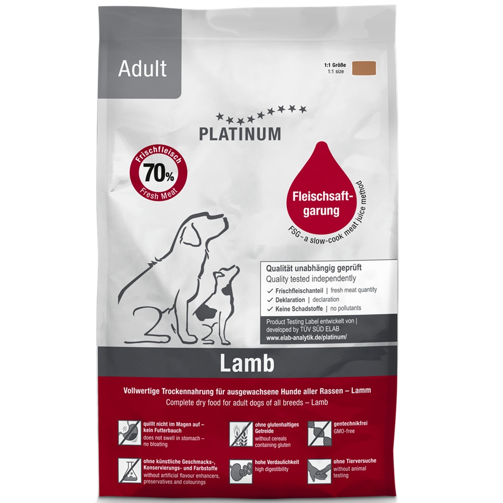 Hrana uscata cu miel pentru caini adulti Adult Dog, 1,5 kg, Platinum