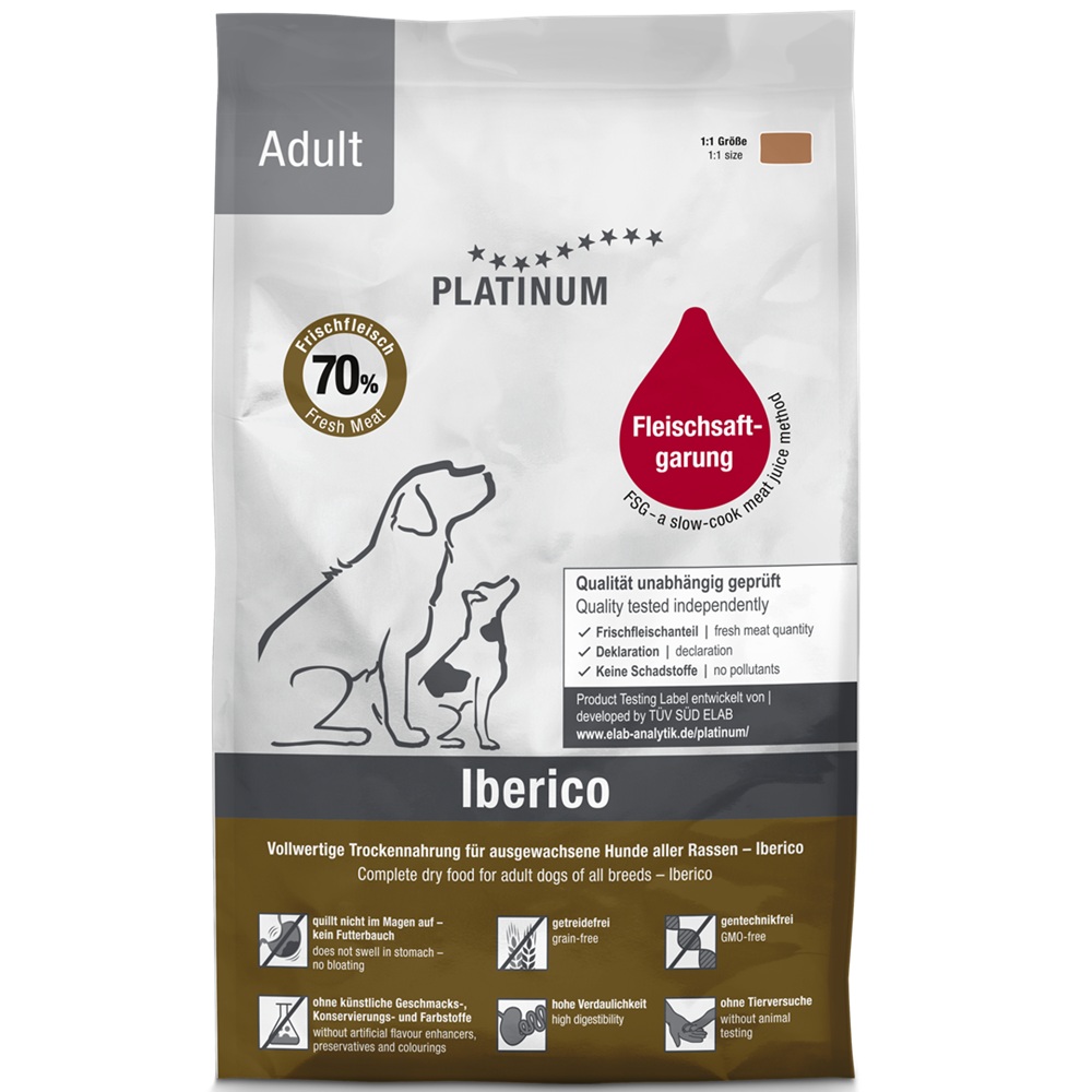 Hrana uscata cu Iberico pentru caini adulti Adult Dog, 1,5 kg, Platinum