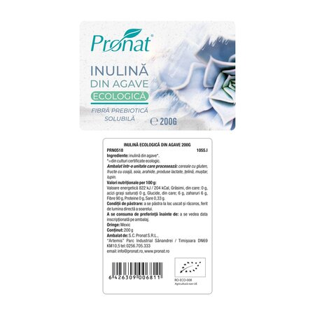 Inulina din agave ecologica, 200 g, Pronat 682580