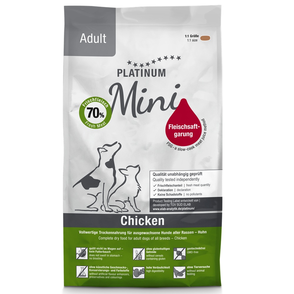 Hrana uscata cu pui pentru caini adulti de talie mica Mini Adult Dog, 900 g, Platinum