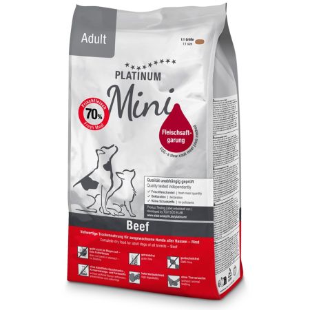 Hrana uscata cu vita pentru caini adulti de talie mica Mini Adult Dog, 900 g, Platinum 655628