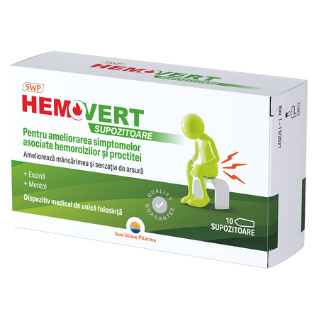 Supozitoare Hemovert, 10 bucati, Sun Wave Pharma 655654